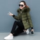 thumbnail image 2 of Chaqueta corta de algodón, abrigo de invierno para mujer, chaqueta de algodón, corte entallado, cuello de piel gruesa, chaqueta pequeña de algodón, 2 of 6