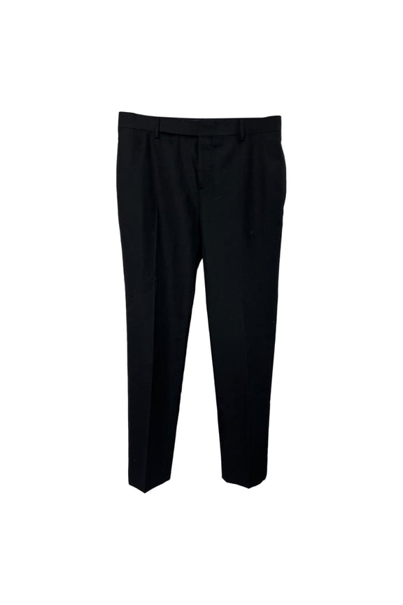 Pre-Owned Saint Laurent Straight-Leg Trousers in Black Wool