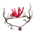 thumbnail image 5 of comerut Fairy Flower Crown Headband Adjustable Size Woodland Floral Circlet Women Girls Cosplay Halloween Wedding Photo Props, 5 of 8