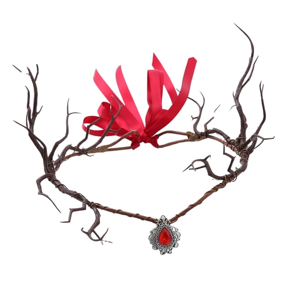 Happydeer Fairy Flower Crown Headband Adjustable Size Woodland Floral Circlet Women Girls Cosplay Halloween Wedding Photo Props (Red)