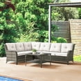 thumbnail image 2 of PARKWELL Outdoor Patio Furniture Set,All-Weather Conversation L-Shaped Sectional Sofa with Coffee Table and No-slip Thick Cushions,Backyard Porch Garden Poolside Balcony Set,Gray/Beige, 2 of 8