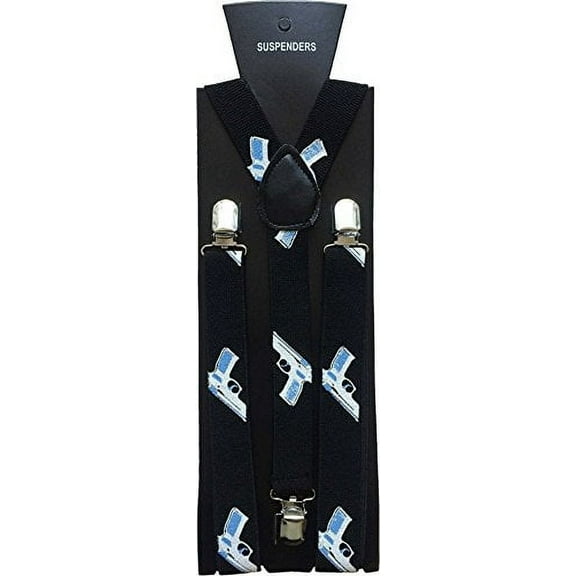 Halloween Wholesalers Men's Suspenders with Gun studs (Black)