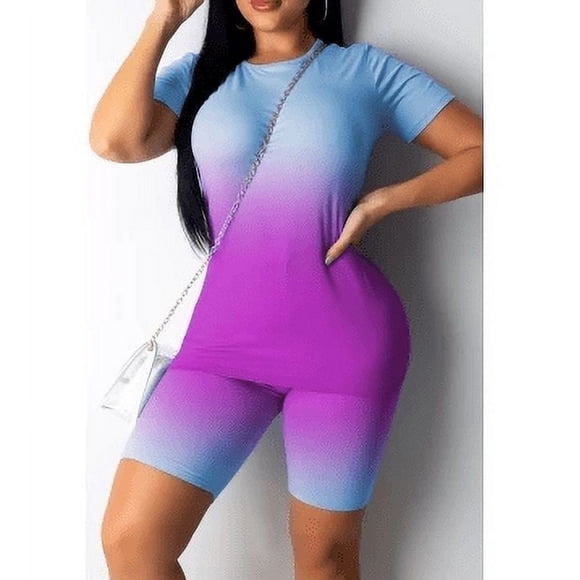 Women‘s Sports Outfits Sets Short Sleeve T-shirt Top Bodycon Shorts Sets Casual Sportswear