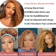 thumbnail image 3 of SUCS Short Curly Honey Blonde Bob Wig Lace Front Human Hair Wigs For Women Light Brown, 3 of 8