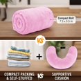 thumbnail image 4 of Stuffable Travel Neck Pillow Storage Bag, 38.6 x 7.1 In Crystal Velvet, for Airplane Road Trip and Carry-On Use, Pink, 4 of 6