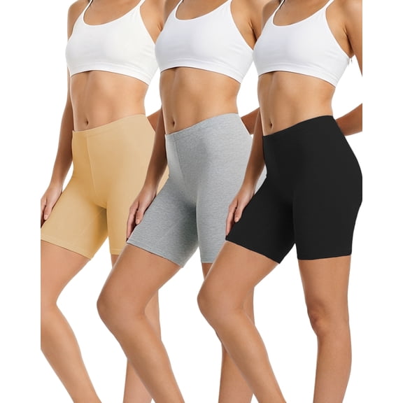 Finetoo Cotton Underwear for Women Boy Shorts Full Coverage High Waisted Panties Boxer Briefs Packs 3 Pack M