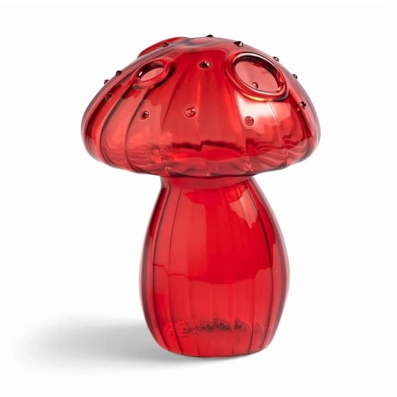 ACDANC Glass Flower Vase,4.7'' Tall Crystal Glass Mushroom Vase Small Glass Vases Table Decorative Vase for Flowers Perfect Home Decor,Red
