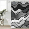 thumbnail image 4 of Shower Curtain Bathroom Set Gray Gradient Abstract Geometric Waterproof Fabric Shower Curtains with Grommets&Hooks Water Ripples Privacy Bath Curtain for Bathtub 72x84in, 4 of 7