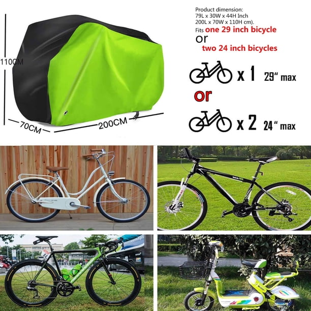 Housse de Vélo pour 2 Vélos Imperméable 210D Oxford Tissu Respirant Extérieur Vélo Protection avec Oeillets de Verrouillage Protection, pour les Vélos de Montagne et les Vélos de Course 29 Pouces