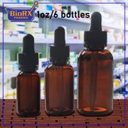 Plastic Pharmacy Dropper Bottle 1 OZ - Amber (PACK OF 6) by Sponix BioRx