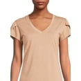 thumbnail image 4 of Nine.Eight Women Casual Loose Fit Basic Cap Sleeve Short Sleeve T-Shirt, 4 of 5