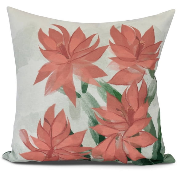 Christmas Cactus, Floral Print Pillow