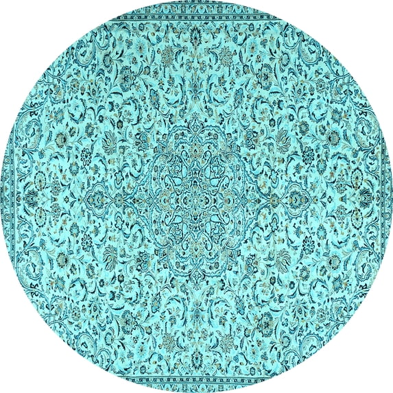 Ahgly Company Indoor Round Persian Light Blue Traditional Area Rugs, 7' Round