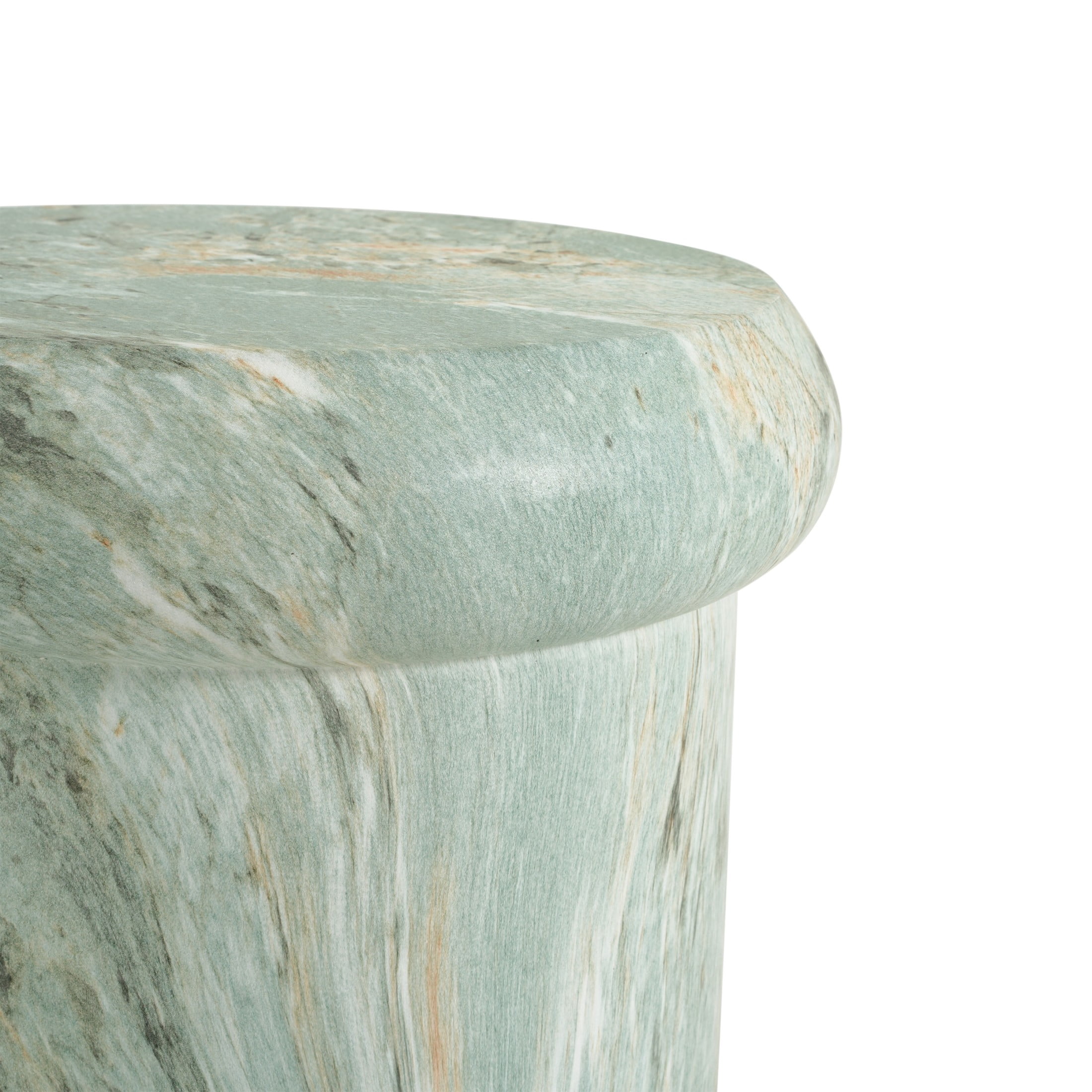 Christopher Knight Home 18.1" Modern MGO Sculptural Round Side Table, Green Marble Travertine Finish