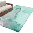 thumbnail image 2 of 3'x5' Area Rugs, Aqua Marble Indoor Outdoor Area Rug for Living Room Bedroom, Modern Abstract Waves Silvery Farmhouse Washable Bathroom Rugs Kitchen Floor Carpet Mats Home Decor Aesthetic, 2 of 8
