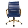 thumbnail image 3 of Pemberly Row Mid-Back Faux Leather Chair with Gold Finish in Navy Faux Leather, 3 of 6