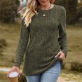 thumbnail image 4 of Pxiakgy Women's Long Sleeve T Shirt Fashion O Neck Tops Solid Color Casual Blouses Army Green + M, 4 of 7