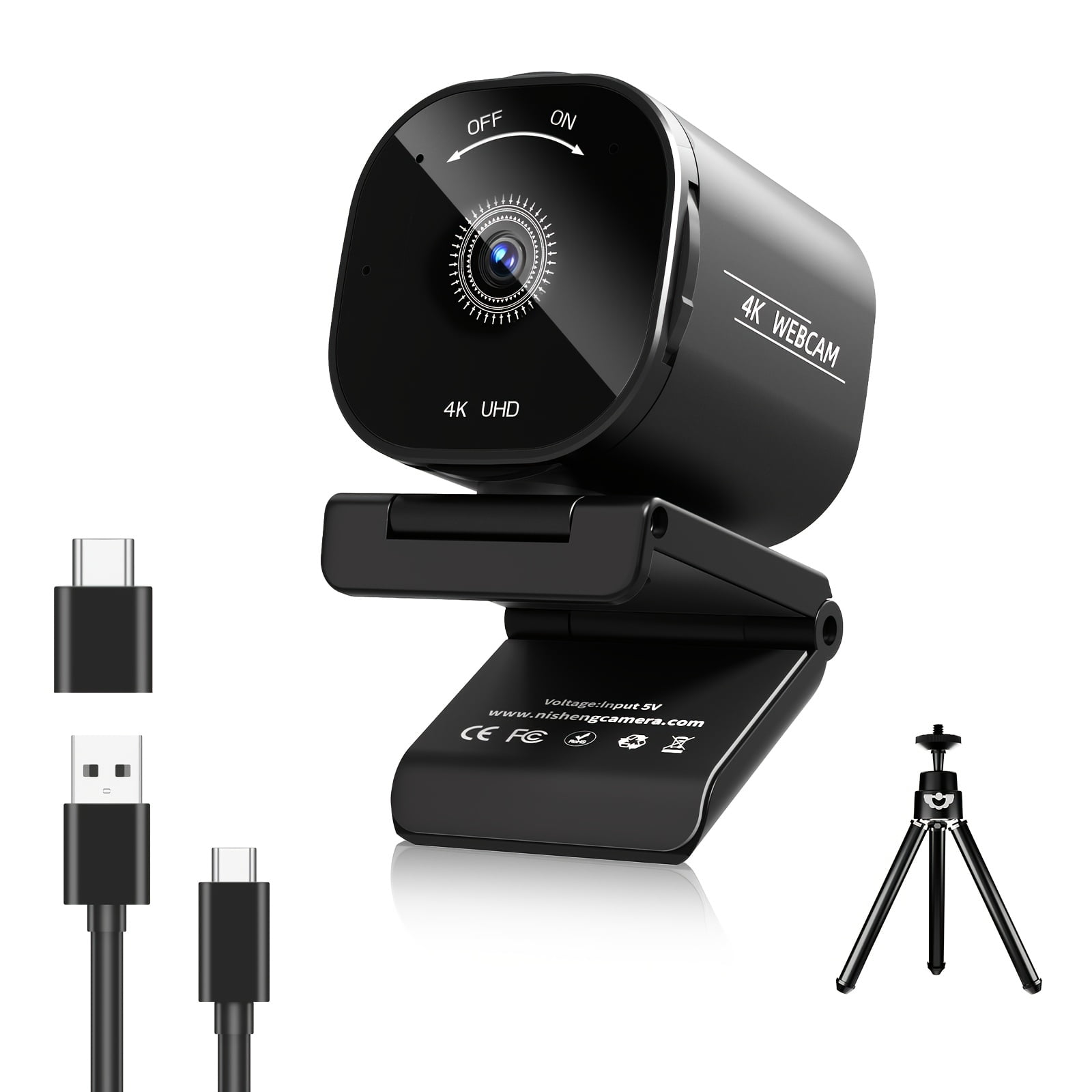 4K Webcam With 2 Noise-Canceling Mics, USB Webcam For Xbox, Built-in Privacy Cover, Tripod, 73° AutoFocus Web Camera, Plug And Play, Gaming Webcam For PC/Mac/Laptop/Xbox/Teams/Zoom