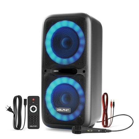 Dolphin Boxparty Dual 12 Portable Bluetooth Party Speakers with Microphone USB LED Lights Powerful Bass 5-Band Equalize and Hi-Fi Sound - image 6