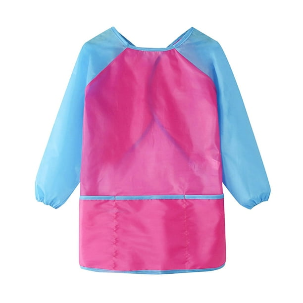 Delantal de pintura para niños, color brillante, mangas largas, lavable, babero para pintar B
