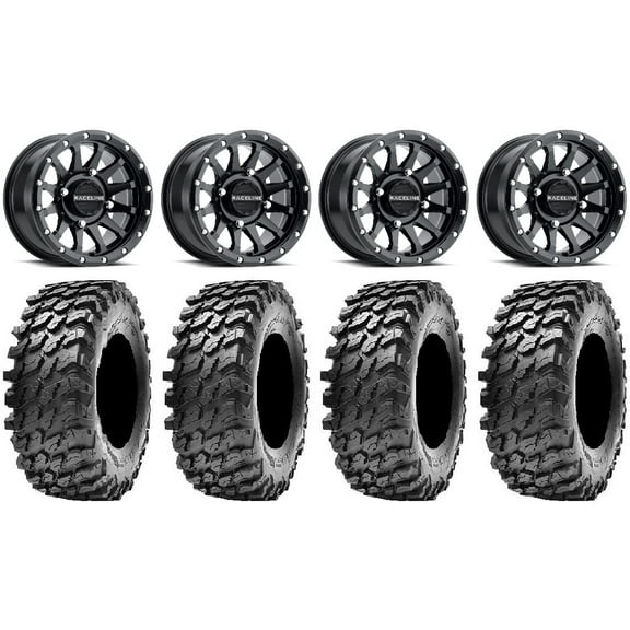 Raceline Trophy 14" Wheels Black  38mm 28" Rampage Tires Polaris RZR XP 1000 / PRO XP / Ranger XP 900/1000