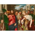 thumbnail image 2 of Workshop of Paolo Veronese 18x15 Gold Ornate Wood Frame and Double Matted Museum Art Print Titled - Christ and the Woman Taken in Adultery (C. 1540), 2 of 4