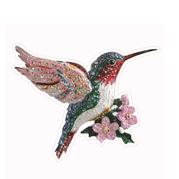 Hummingbird Ornament 2D Acrylic, 20cm Glittering Bird Hanging Decoration for Tree Window Garden, Shatterproof Outdoor Indoor Ornament with Gold Rope(wwx)