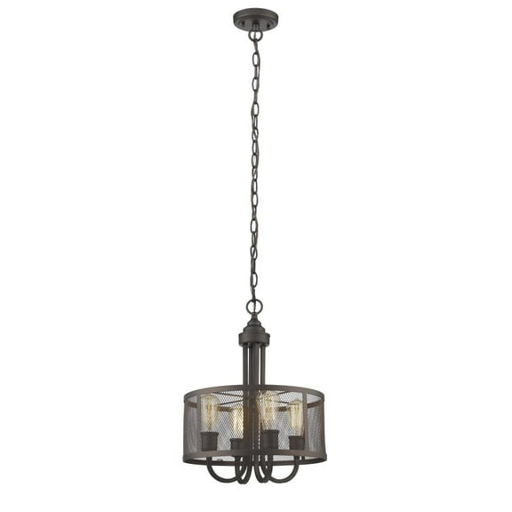 IRONCLAD Industrial-style 4 Light Rubbed Bronze Ceiling Pendant 16" Wide