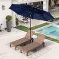 thumbnail image 3 of Alpha Joy 10ft 3 Tier Auto-tilt Outdoor Patio Umbrella Beach Garden Double Vented Table Umbrella with Push Button Tilt and Crank, Navy Blue, 3 of 9