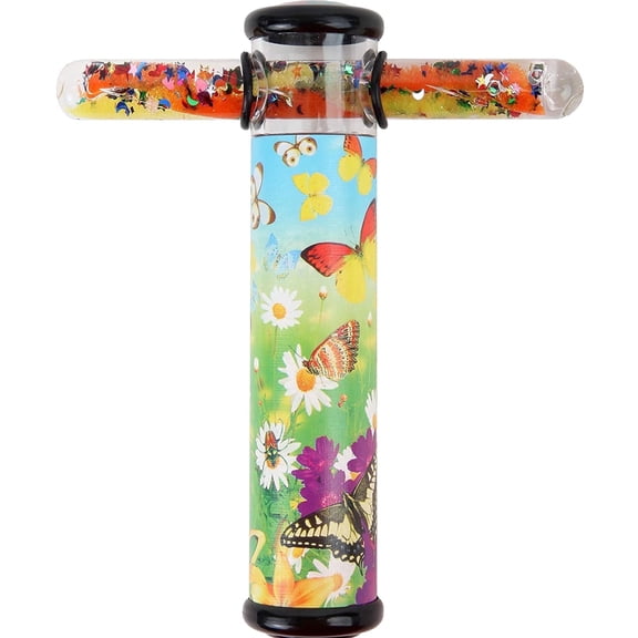 Playlearn USA 6” Kaleidoscope Glitter Wand Kids Sensory Toys Kaleidoscopes Butterfly