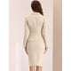 thumbnail image 4 of Conjunto de chaqueta y falda de traje de negocios Allegra K Caqui 2 piezas XS, 4 of 5