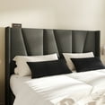 thumbnail image 4 of Amolife Queen Bed Frame, Upholstered Platform Bed with Wingback and Geometric Headboard, Gray, 4 of 14