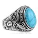 thumbnail image 5 of Xiao Hua Anillo retro de piedra natural para hombre, ónix azul, ovalado de acero inoxidable, talla 10 (1 pieza), 5 of 5