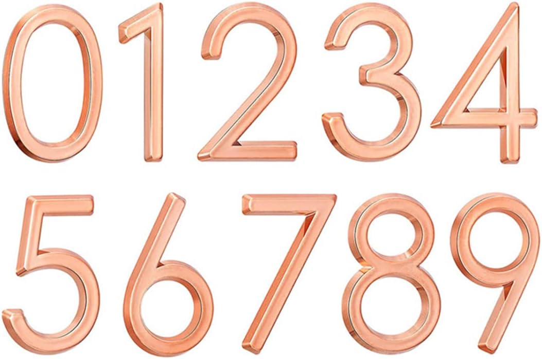 ookey 10 Pcs Self Adhesive Mailbox Numbers 2 Inch Modern House Number Door Address Numbers Stickers for Home Apartments 0-9, Rose Gold