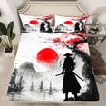 thumbnail image 2 of Castle Fairy Teenagers Japanese Samurai Queen Sheet Sets,Black Red Bed Set, 2 of 7
