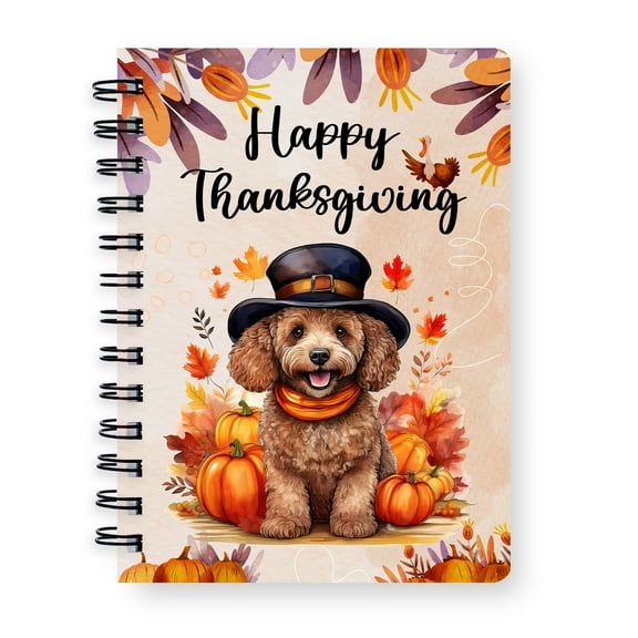 Happy Thanksgiving Poodle Welcome Thankful Fall Autumn Pumpkin Spiral Bound Journal Poodles Dog Lover Gifts Idea 5x7in Spiral Notebook - 02021