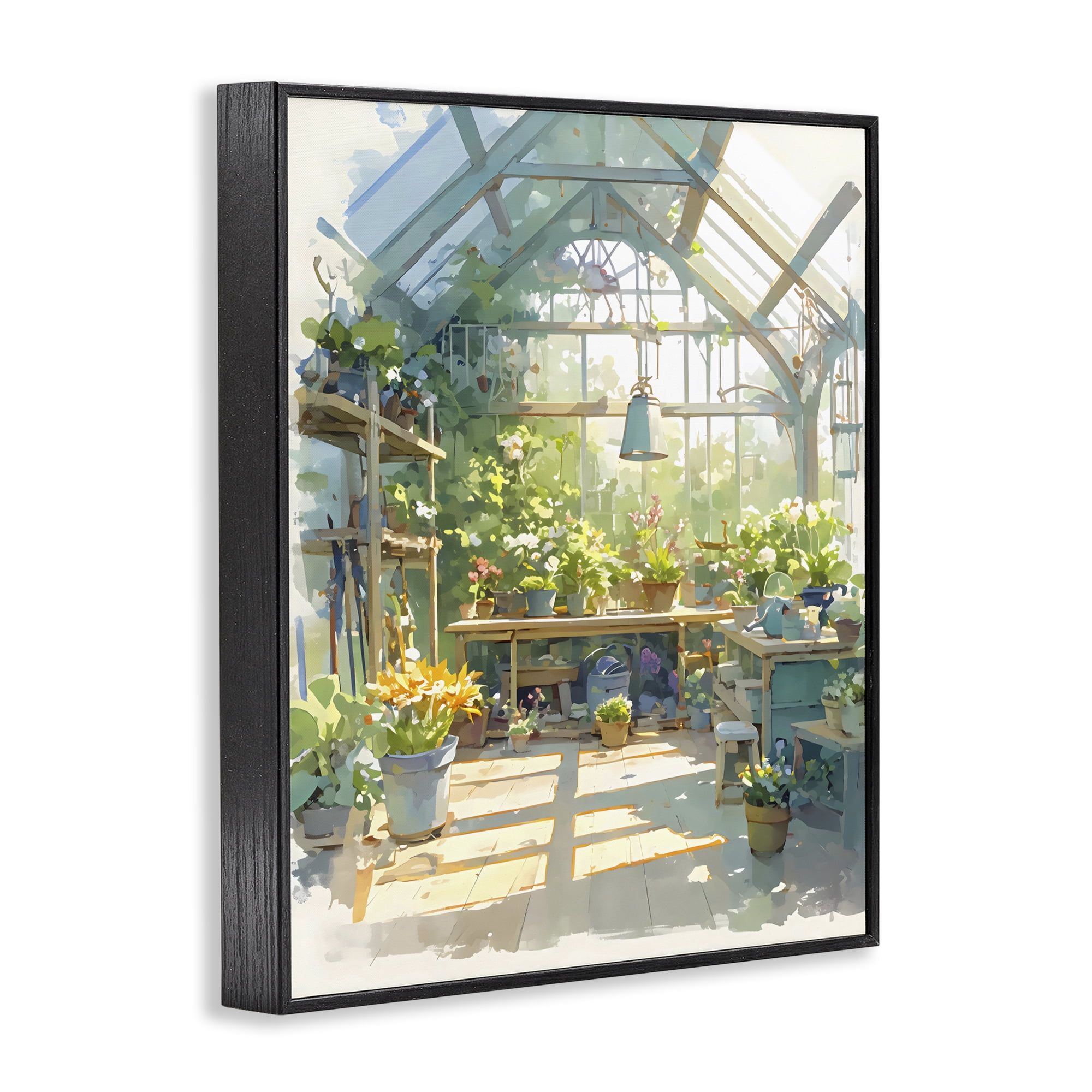 Stupell Industries Sunlit Greenhouse Plant Sanctuary Black Framed Giclee Art, design by Creative Studio