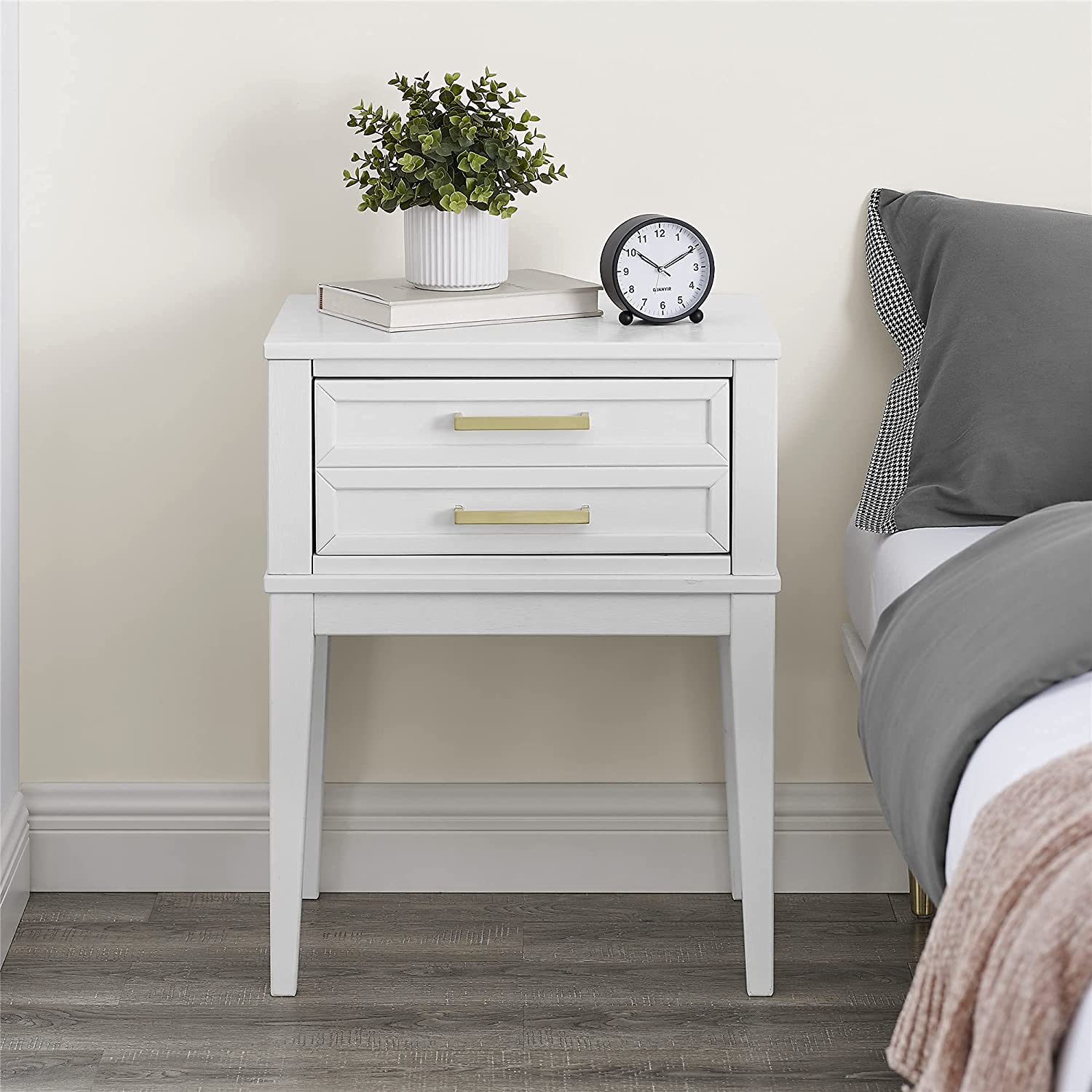 MUSEHOMEINC White Nightstands Solid Wood MidCentury Bed Side Table