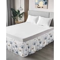 thumbnail image 4 of Blue Beige Spring Floral Wrap Around Bed Skirts for King Bed 18" Drop,Bed Skirt with Adjustable Elastic Belt Dust Ruffle Bed Valance for Bedroom Hotel Summer Botanical Watercolor Bed Frame Cover, 4 of 7