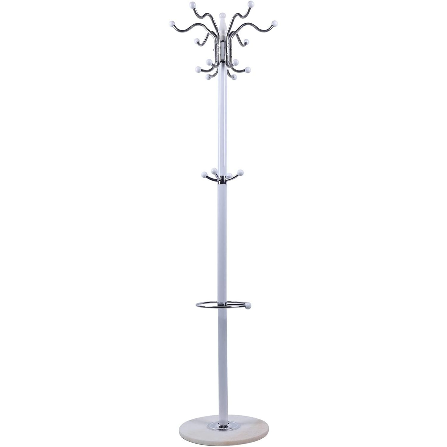 FreeStanding Coat Rack with Marble Base 16 , 4 Tier Metal Coat Hat