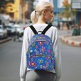 thumbnail image 7 of FORMRS Mini Backpack Purse for Women Quilted Travel Daypack Casual Shoulder Bag, Blue Abstract Floral Pattern, 7 of 7