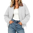 thumbnail image 2 of Mifsaly Womens Lightweight Bomber Jacket Zip Up Collared Coat Comfortable Trendy Boyfriend Street Style Fall Outfits with Pockets, 2 of 6