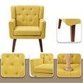 thumbnail image 4 of Accent Chair, Comfy Upholstered Mid Century Modern Armchair, Button-Tufted with Linen Fabric Lounge Arm Chairs for Living Room Bedroom (Yellow), 4 of 7