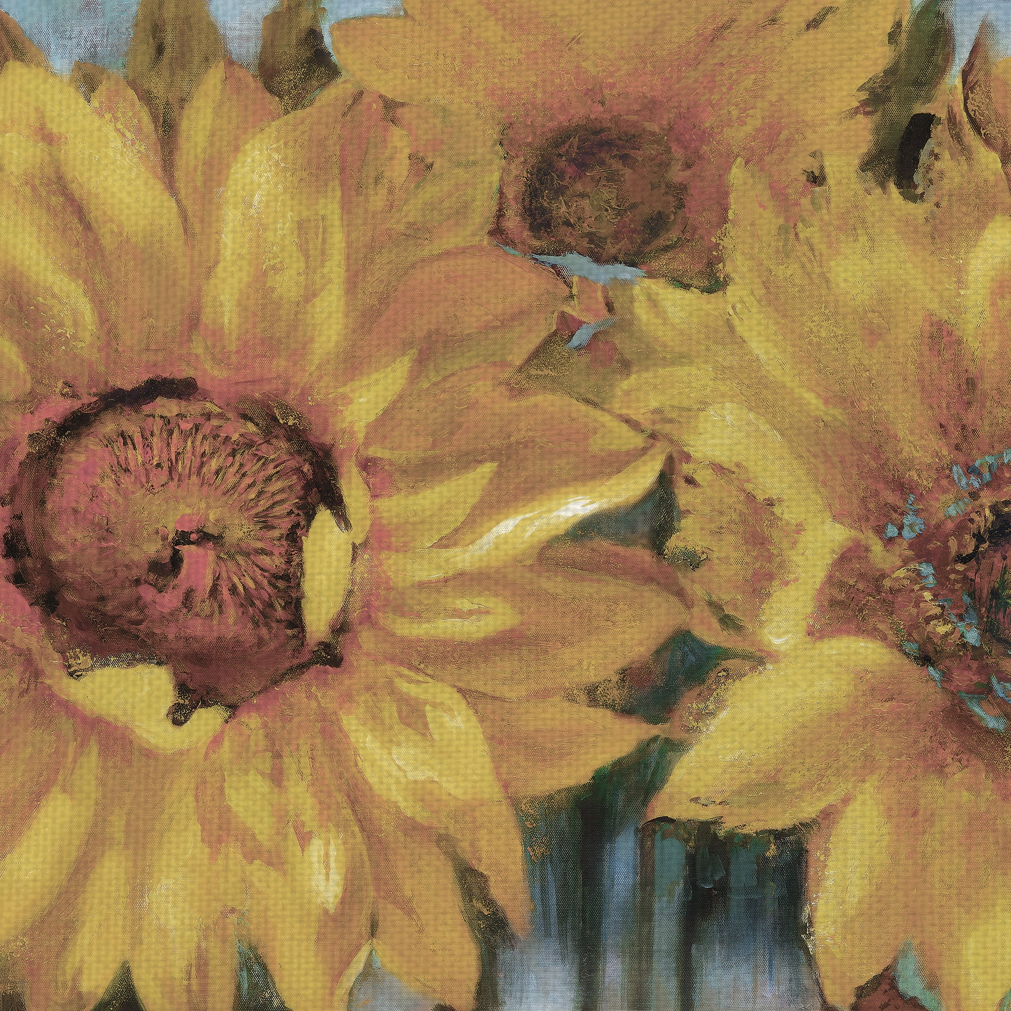 Masterpiece Art Gallery Sunburst I Soft Sunflowers By Sandy Doonan Canvas Art Print 17" x 34"