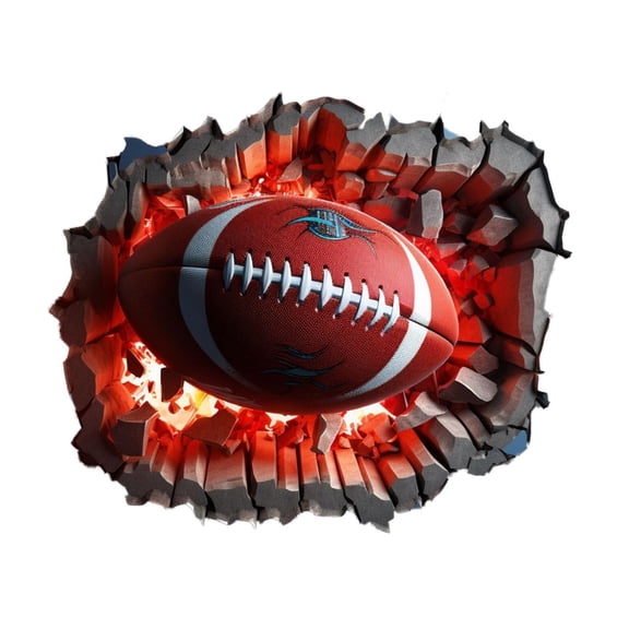 3D Football Wall Decal Rugby Break Through Design Peel And Stick Wall Stickers For Man Cave Teenagers Boys Bedroom Playroom Game Rooms Decor