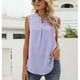 thumbnail image 2 of Camiseta sin mangas para mujer con cuello en V y encaje holgado, color sólido, camisa casual de gasa fresca para uso diario, 2 of 6