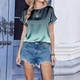 thumbnail image 6 of JoveMarine Women's Loose Fit Short Sleeve Top with Gradient Print Round Neck Casual Blouse Relaxed Summer Top for Daily Wear Cyan L, 6 of 7