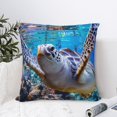 thumbnail image 4 of Pofeuu Sea Turtle Swims Print Double-sided plush pillowcase Square Throw Pillow Covers Pillows Cover for Living Room Bedroom Sofa Couch Cushion Cover（No pillow core）-16"x16", 4 of 7
