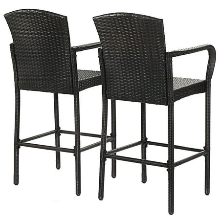 2pcs Patio Rattan Bar Stools High Counter Dining Chair W Armrests Canada 2pcs Patio Rattan Bar Stools High, Outdoor Bar Chairs Canada