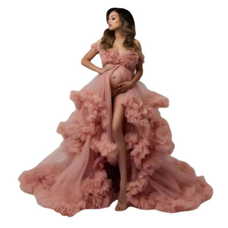 New Tulle Cute Maternity Dresses For Baby Showers Party Long